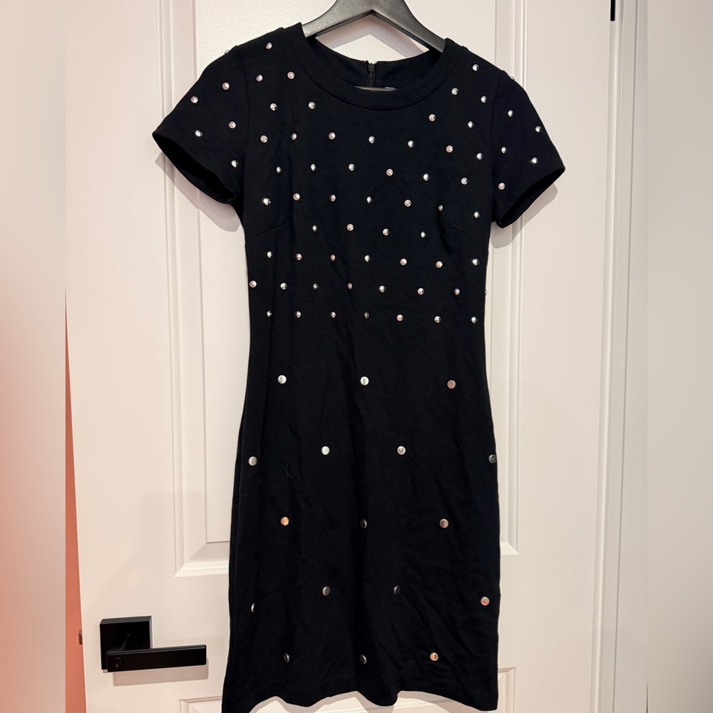 Michael Kors Black Short-Sleeve Mini Dress with Metallic Studs